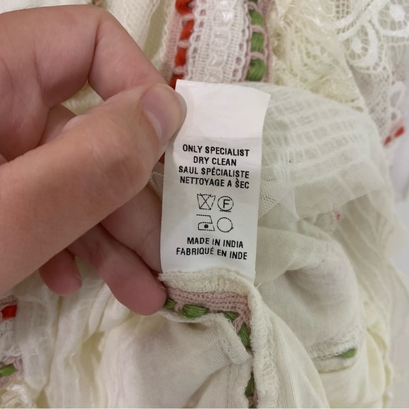 Anthropologie Bl^nk London Tali Embroidered Lace Top Peasant Fall Size XS - Picture 10 of 14